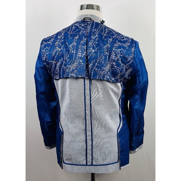 Nautica 38S Seersucker Sport Coat Cotton Blend Blue White Striped Two Button - Picture 8 of 8